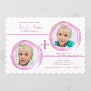 Invitation photo religieuse de Twin Girls