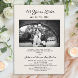 Invitation Photo Renouvellement du Vow Mariage du 40e anniver