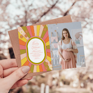 Invitation Photo Retro Baby shower à thème des années 70 Supe