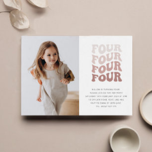 Invitation photo Retro Blush Landscape