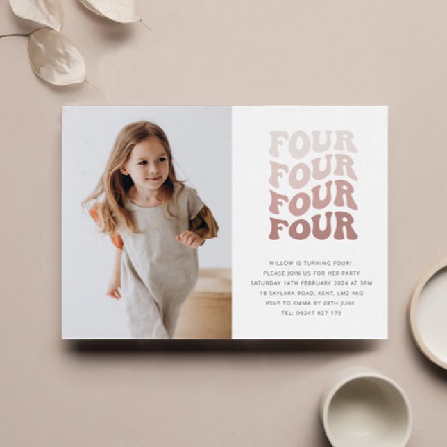 Invitation photo Retro Blush Landscape (Créateur téléchargé)