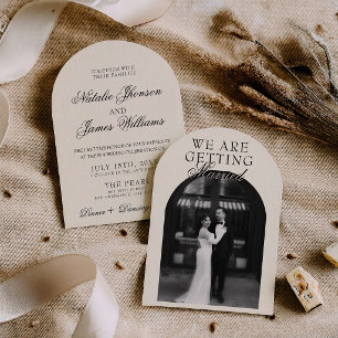Invitation Photo Rétro de Mariage Élégant et Ancien Argent à