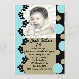 Invitation Photo Retro Dot Anniversaire