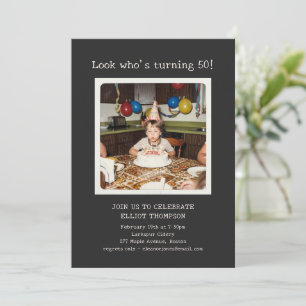 Invitation Photo Rétro Jalons 50e Anniversaire Fête Amusante
