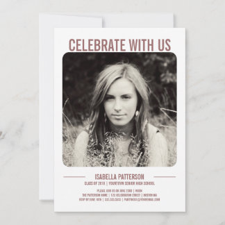 Invitation Photo Retro Modern Bold Graduation Party| Rose
