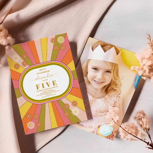 Invitation Photo Retro Super 70's Anniversaire de enfant à th (Créateur téléchargé)