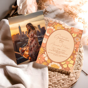 Invitation Photo Retro Super 70's Graduation à thème