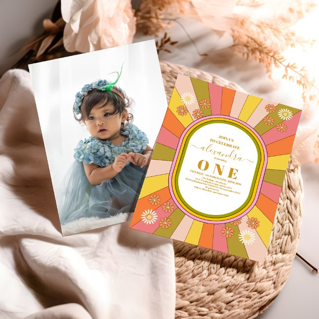 Invitation Photo Retro Super 70's Thème 1er anniversaire (Créateur téléchargé)