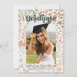 Invitation Photo Retro Super Fleur sauvage Arch Graduation