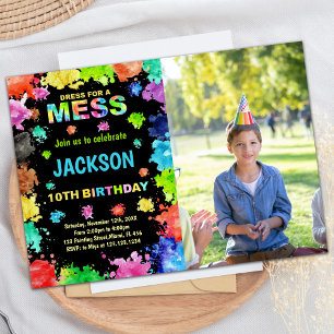 Invitation Photo Robe NoirePourPeinture de mess Anniversaire