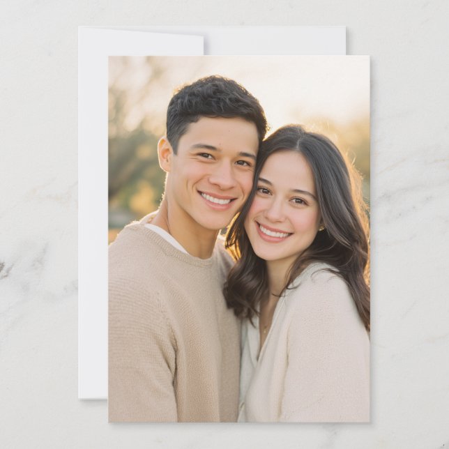 Invitation Photo Romantique Beige Chaud (Devant)