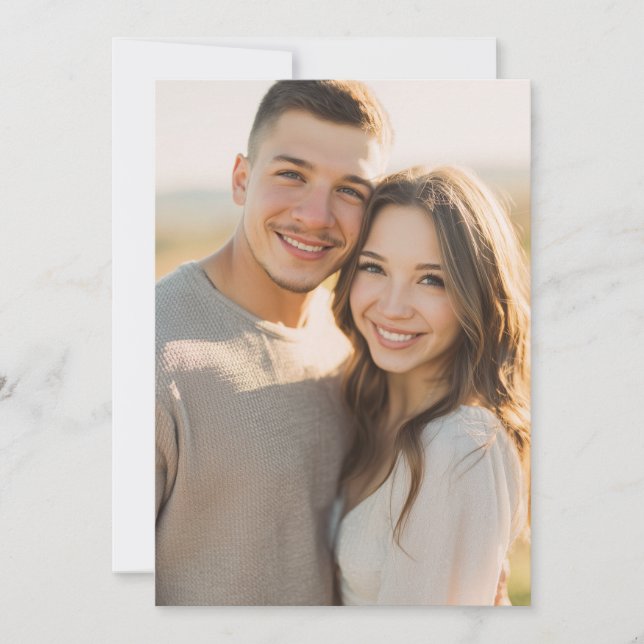 Invitation Photo Romantique Beige Chaud (Devant)