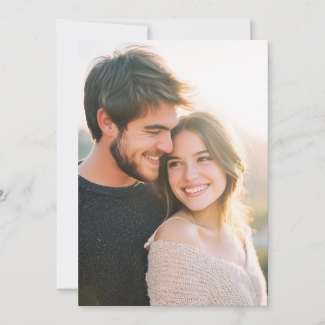 Invitation Photo Romantique Beige Chaud (Devant)