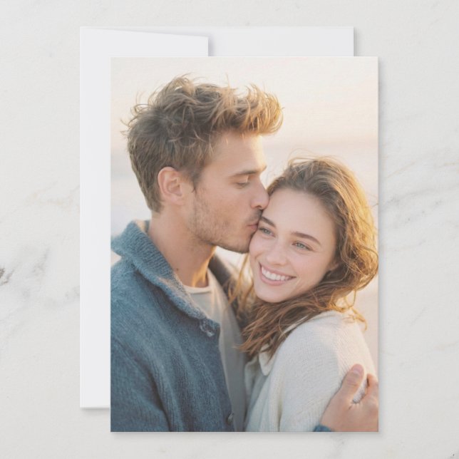 Invitation Photo Romantique Beige Chaud (Devant)