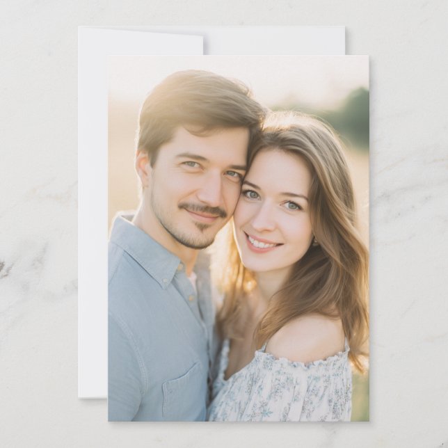 Invitation Photo romantique bleu clair chaud (Devant)