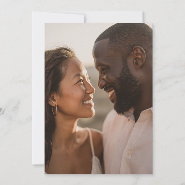Invitation Photo Romantique Chaleureux et Joyeux (Devant)