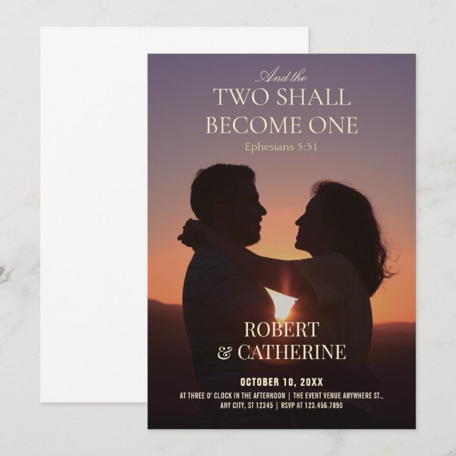 Invitation Photo romantique de mariage  (Devant / Derrière)