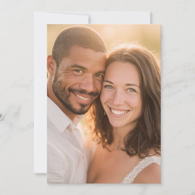 Invitation Photo Romantique Dorée Joyeuse (Devant)