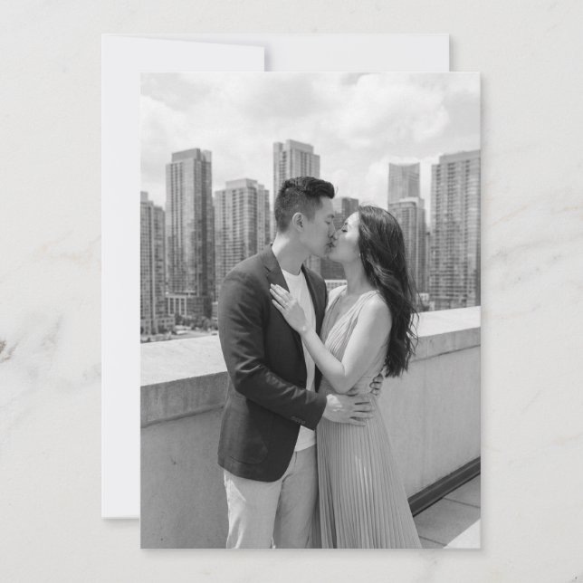 Invitation Photo romantique en noir et blanc (Devant)