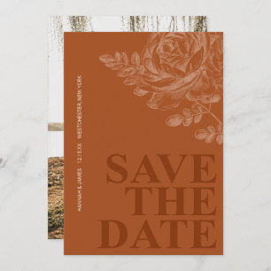 Invitation Photo romantique Floral Terracotta Enregistrer la 