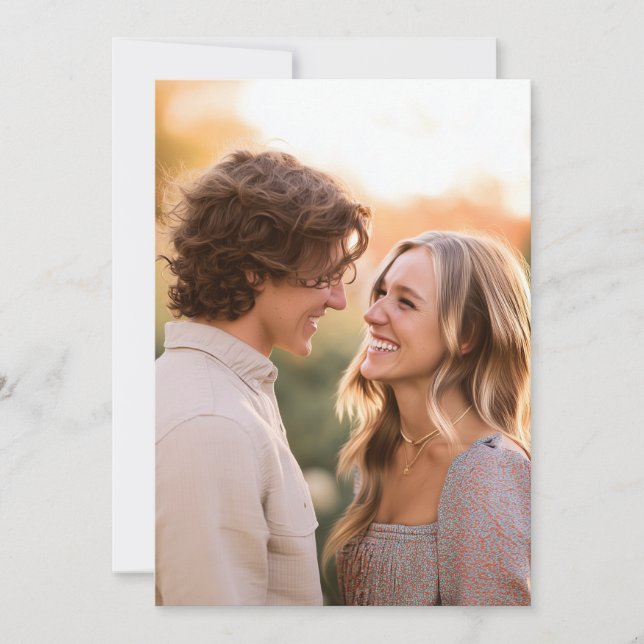 Invitation Photo romantique orange chaud (Devant)