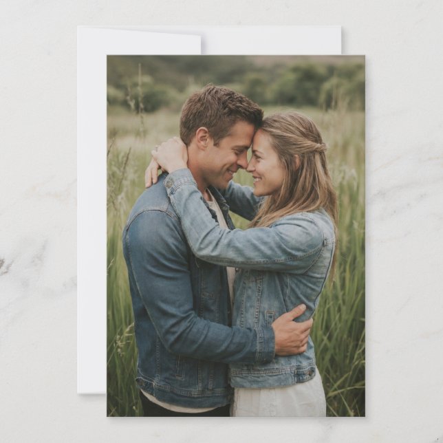 Invitation Photo romantique vert (Devant)