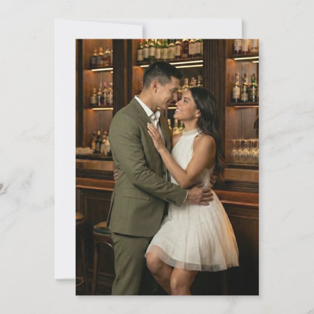 Invitation Photo romantique vert olive (Devant)