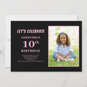 Invitation Photo rose 10e anniversaire