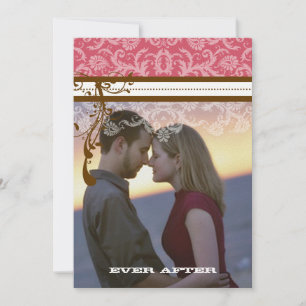 Invitation Photo rose et chocolat Brown Damas Vintage