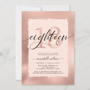 Invitation photo Rose Gold Foil 18e anniversaire
