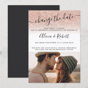Invitation Photo rose gold paillettes modifier la date
