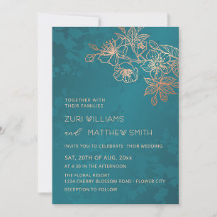 Invitation Photo Rose Gold Tons Mariage