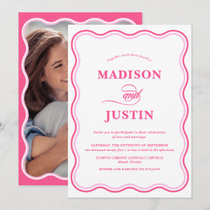 Invitation photo rose Mariage