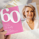 Invitation Photo rose mignonne 60e fête d'anniversaire<br><div class="desc">Créez des souvenirs durables à votre 60e anniversaire de bain avec ces invitations de fête d'anniversaire mignonnes rose et blanc! Avec une grande police serif audacieuse montrant le numéro '60', une photo du garçon / fille d'anniversaire, et un modèle moderne facile à personnaliser, ces invitations capteront l'esprit de l'occasion. Grâce...</div>