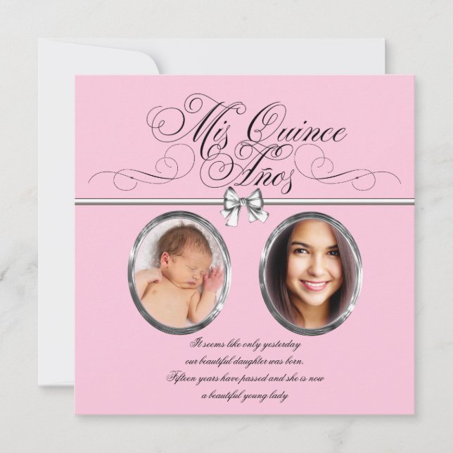Invitation Photo rose noire Quinceanera (Devant)