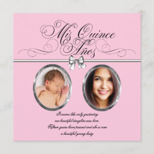 Invitation Photo rose noire Quinceanera