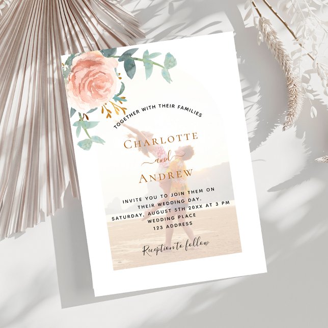 Invitation Photo rose or floral photo arch mariage de luxe (Créateur téléchargé)