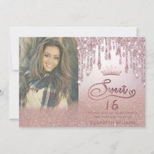 Invitation Photo Rose or gouttes de gloire ombre tiara Invita