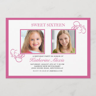 Invitation photo rose pinkest