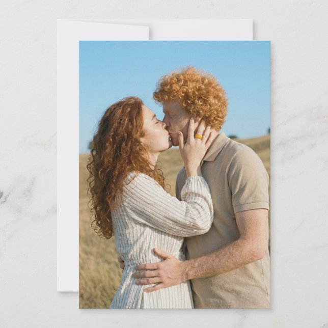 Invitation Photo rouge et beige romantique (Devant)