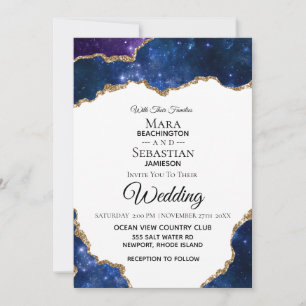 Invitation *~* PHOTO - RSVP - QR AGATE Blue AR13 Mariage