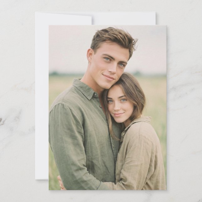 Invitation Photo rustique intime vert (Devant)