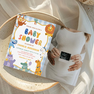 Invitation Photo Safari Animaux Garçon Baby Shower