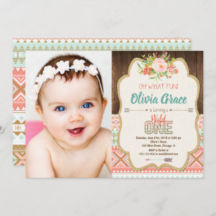 Invitation Photo sauvage tribale d'anniversaire de fille de