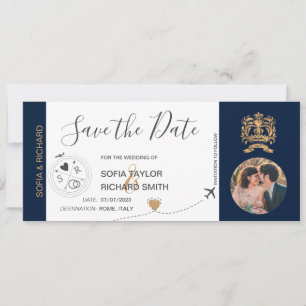 Invitation Photo Save the Date Boarding Pass World Map