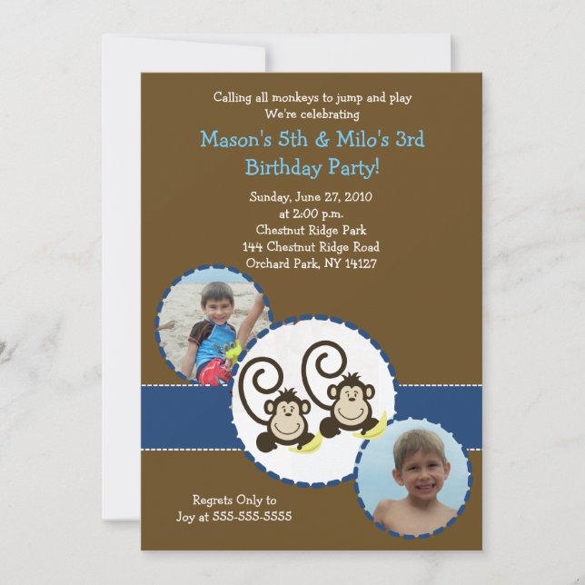 Invitation Photo Silly Monkey tendance Anniversaire Invitatio (Devant)