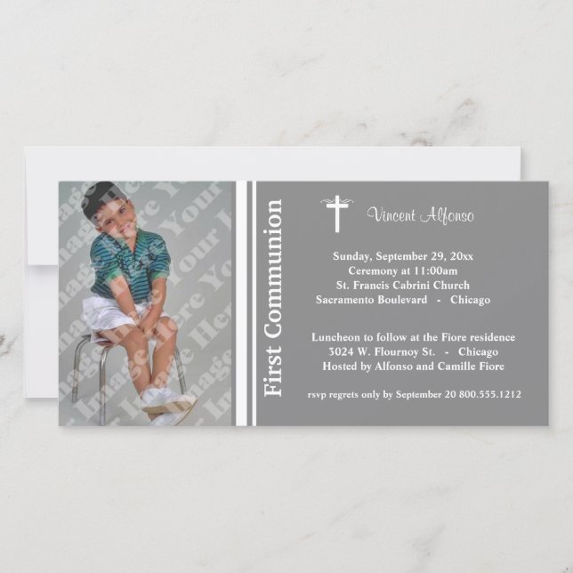 Invitation photo Silver First Communion (Devant)