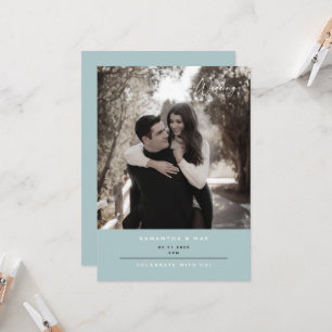 Invitation Photo simple Couple Hiver Ice Bleu Contemporain