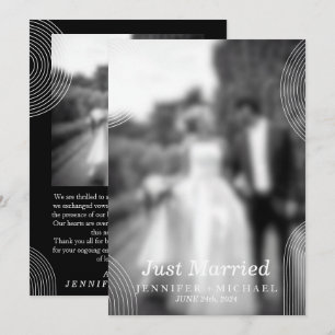 Invitation Photo simple de Mariage de Black Just Marié