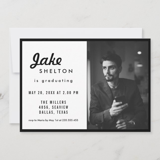 Invitation Photo simple Décontractée de graduation (Devant)